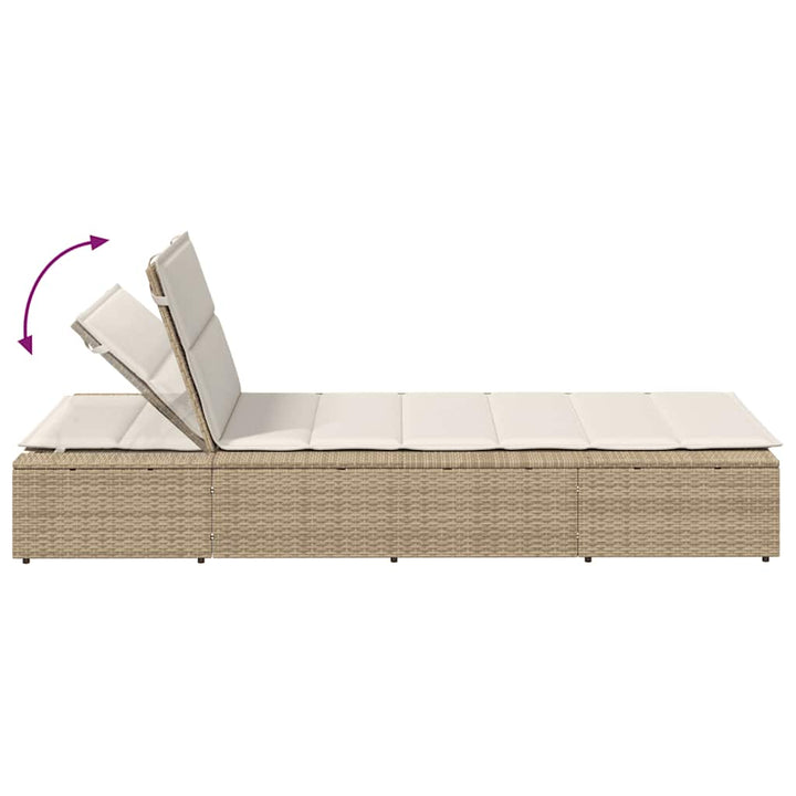 Sonnenliege mit schwebender Auflage Beige Poly Rattan