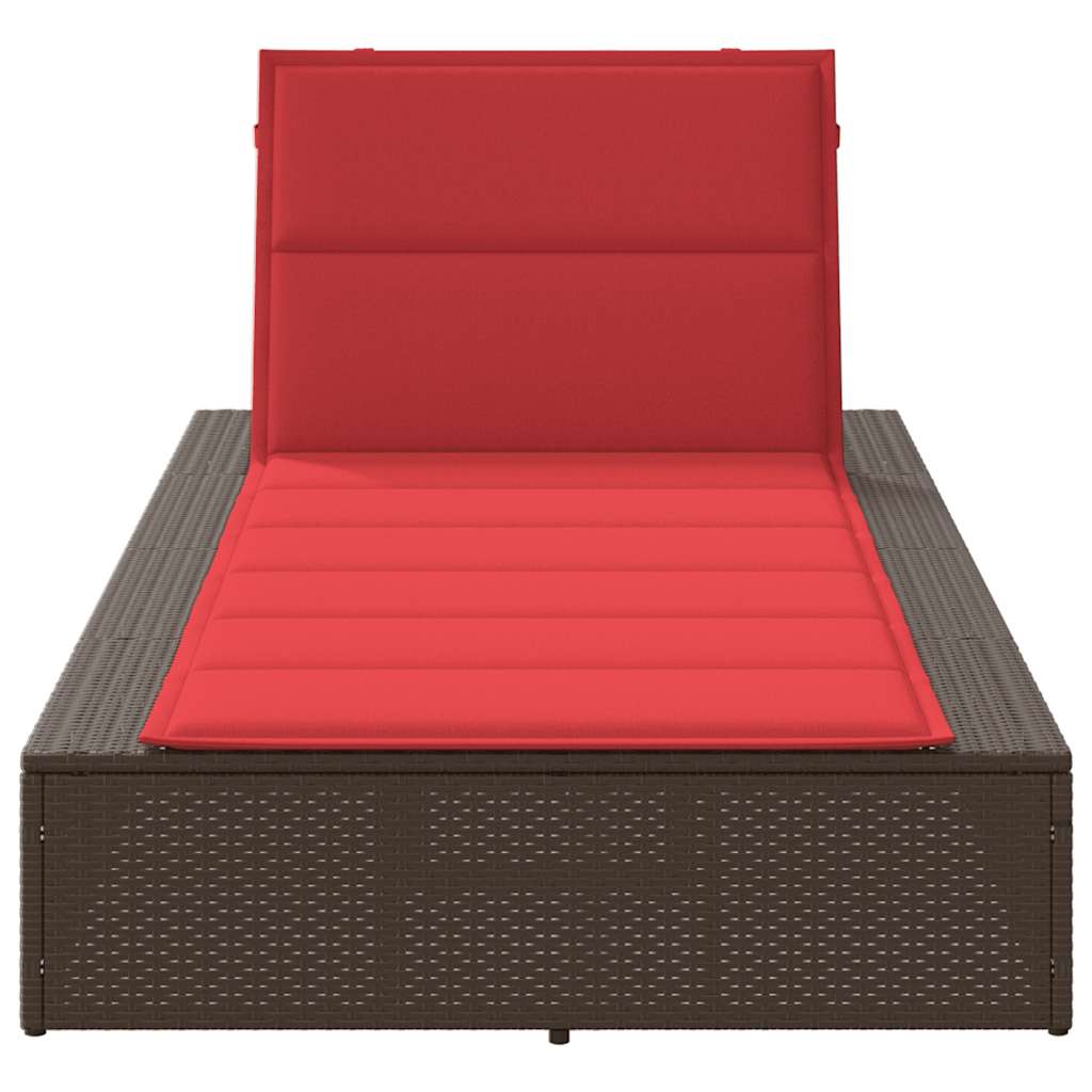 Sonnenliege mit schwebender Auflage Braun Poly Rattan