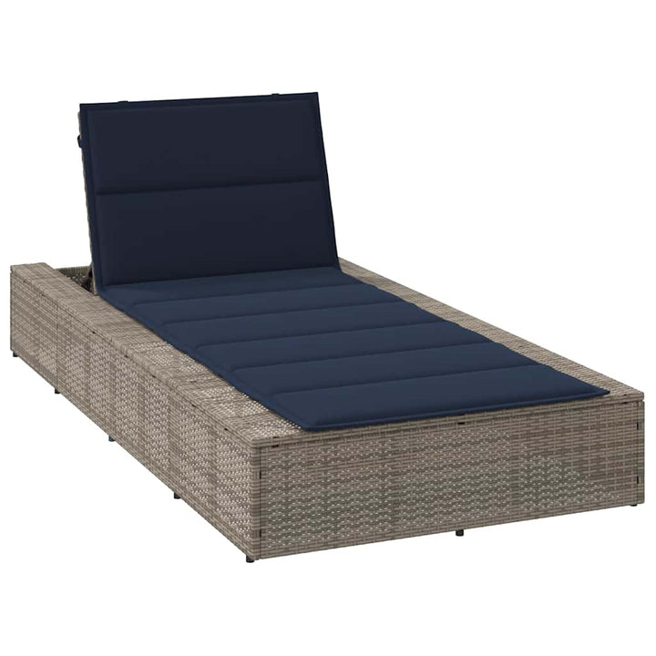 Sonnenliege mit schwebender Auflage Grau Poly Rattan