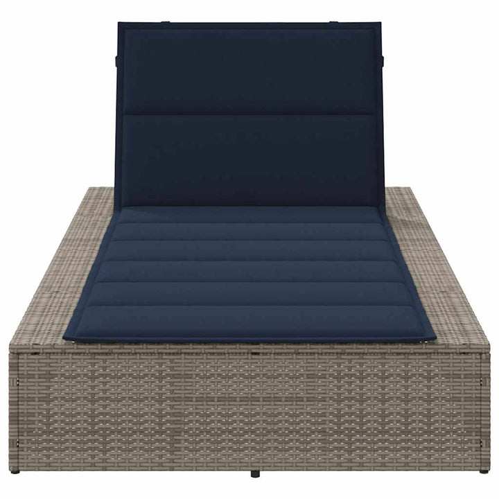 Sonnenliege mit schwebender Auflage Grau Poly Rattan