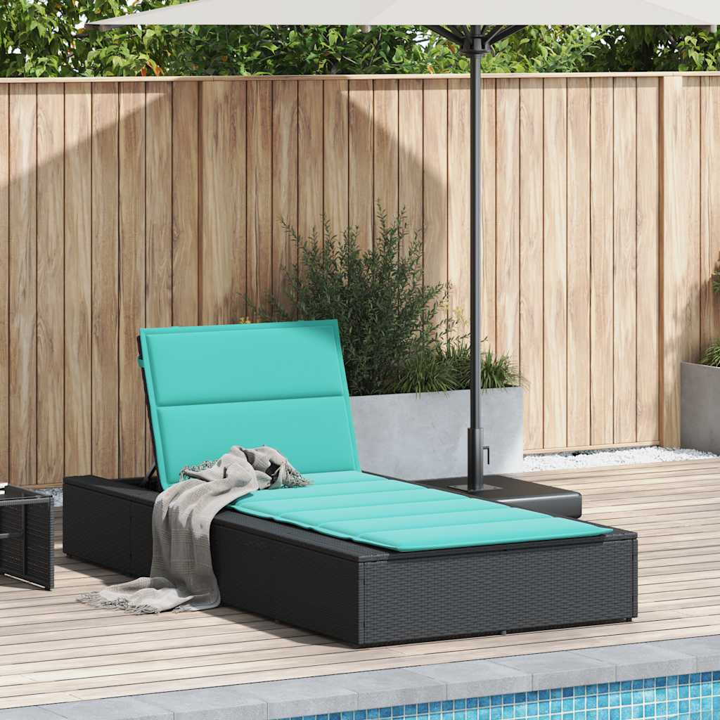 Sonnenliege mit schwebender Auflage Schwarz Poly Rattan