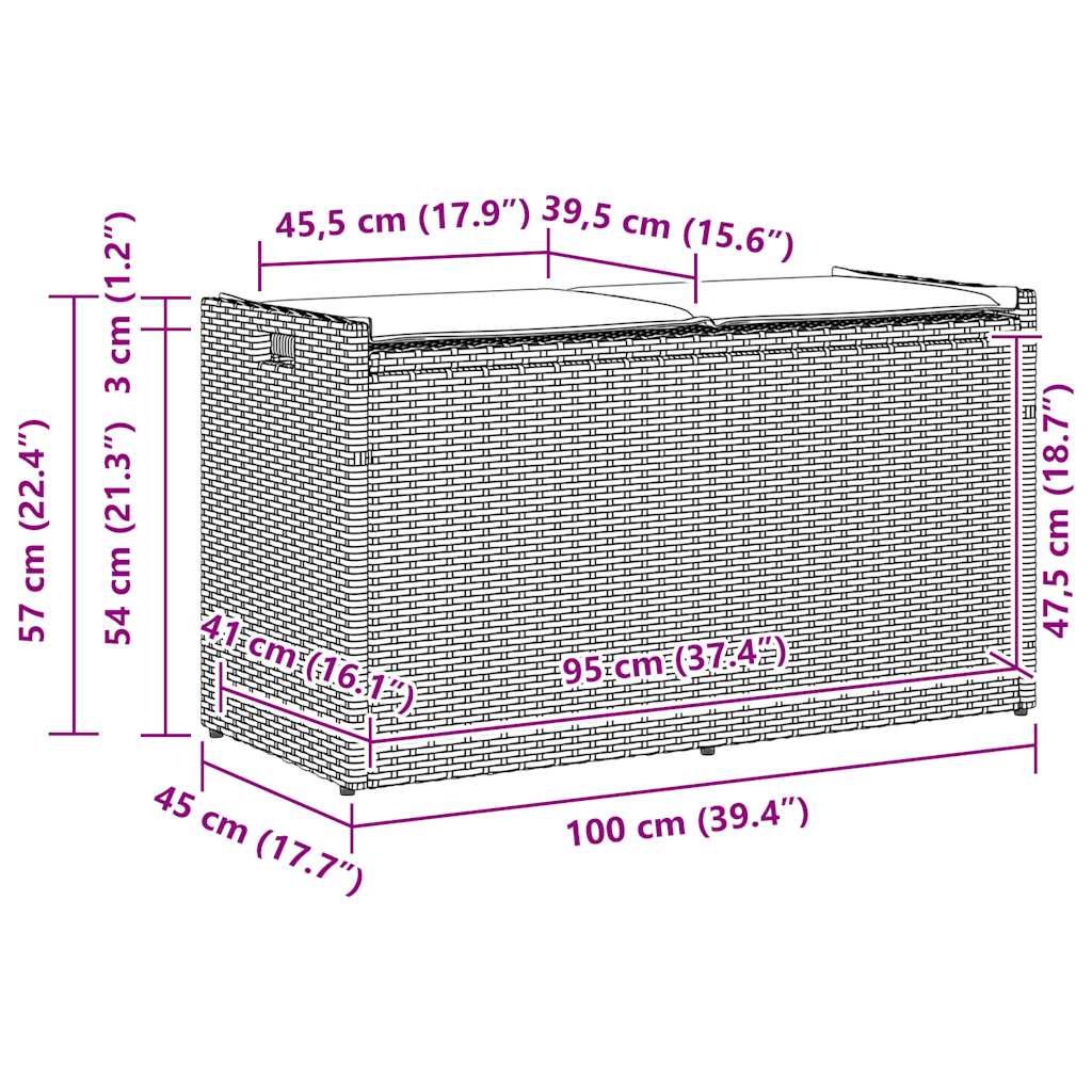 Outdoor-Sitzbank mit Stauraum und Kissen Hellgrau 100 cm