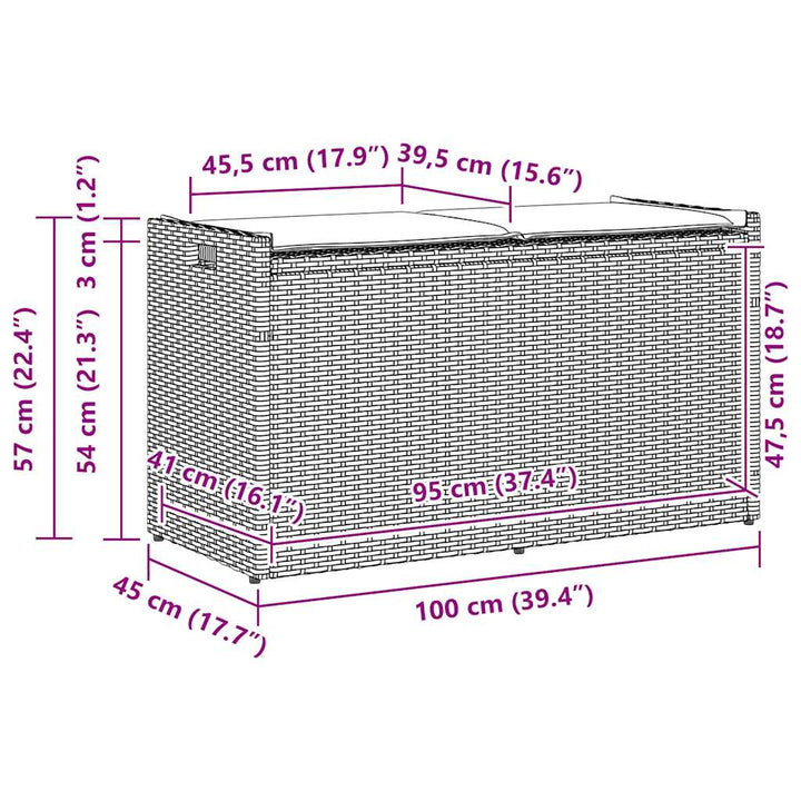 Outdoor-Sitzbank mit Stauraum und Kissen Grau 100 cm