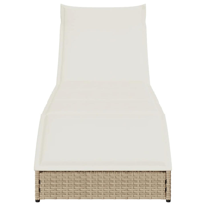 Klappliege mit Auflage und Stauraum Beige Poly-Rattan