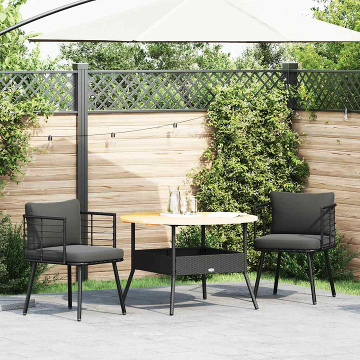 Gartenstühle 2 Stk. mit Kissen Schwarz Poly Rattan