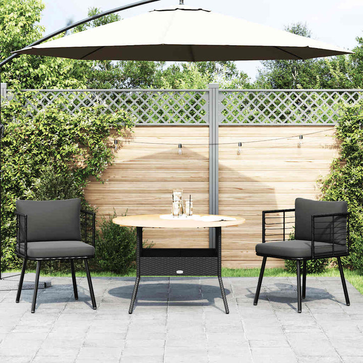 Gartenstühle 2 Stk. mit Kissen Schwarz Poly Rattan