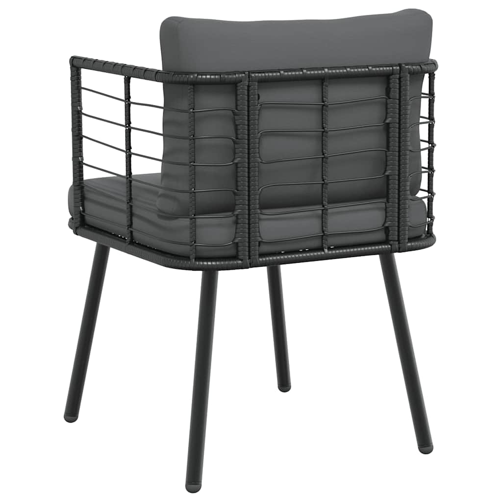 Gartenstühle 2 Stk. mit Kissen Schwarz Poly Rattan