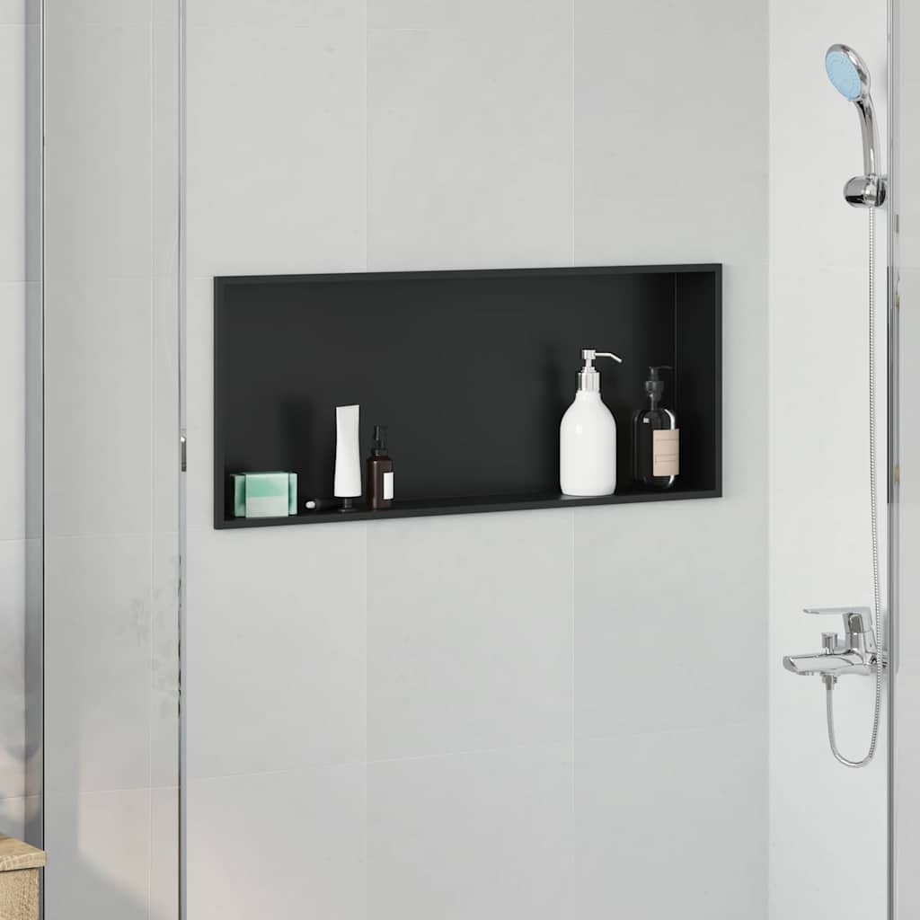Duschnische Schwarz 75 x 30 x 9.5 cm Edelstahl