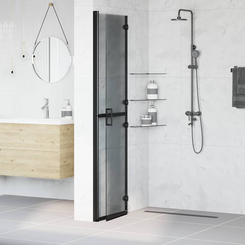 Walk-in Duschwand Schwarz und dunkel-transparent 100 x 190 cm