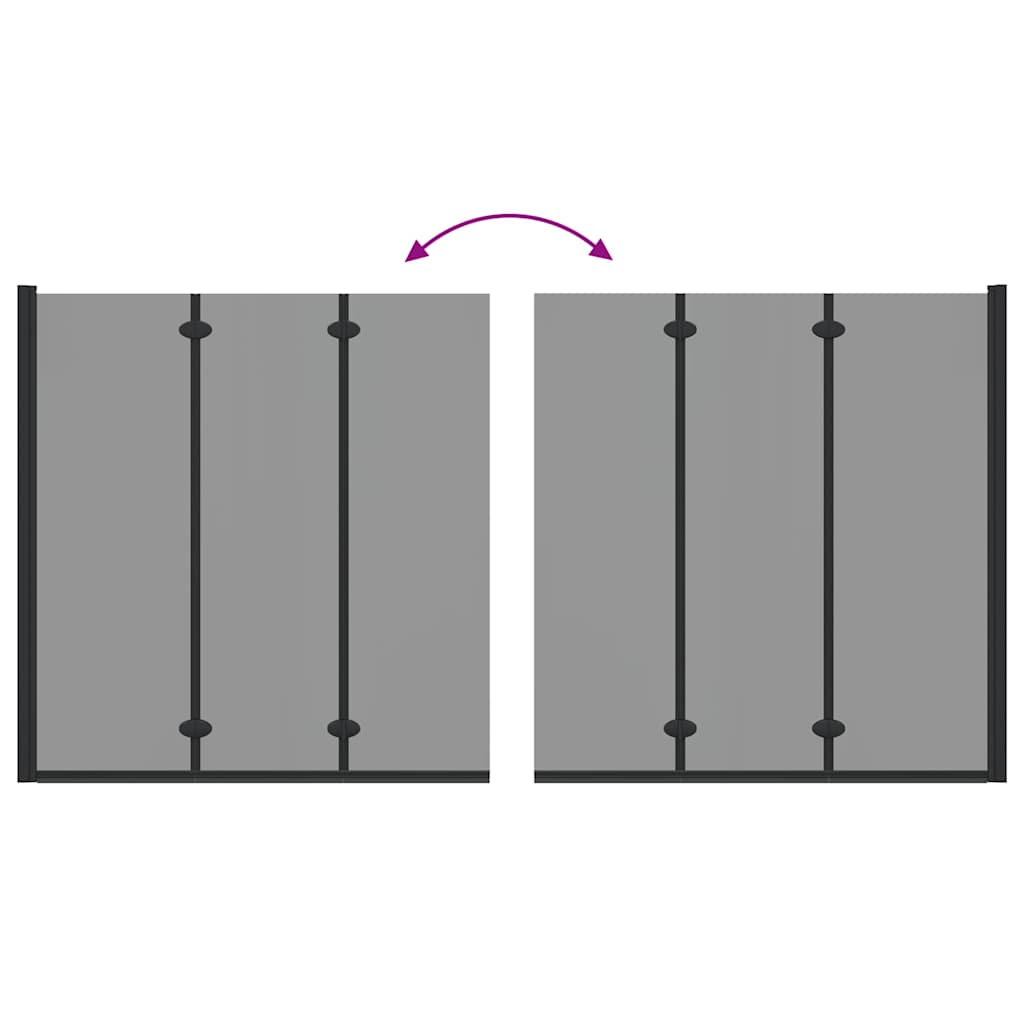 Bad-Duschschirm Schwarz 130 x 138 cm Gehärtetes Glas