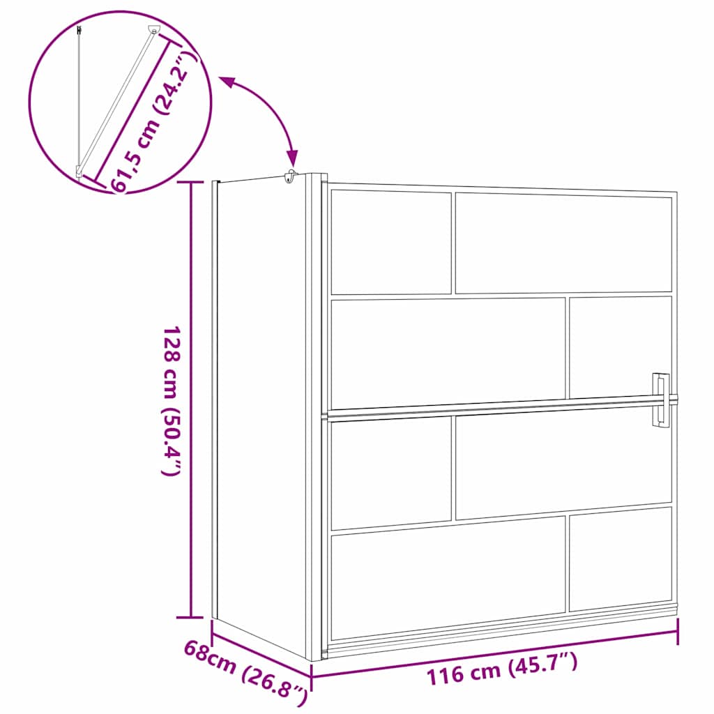Bad-Duschschirm Schwarz und Transparent 116 x 67 x 129.5 cm