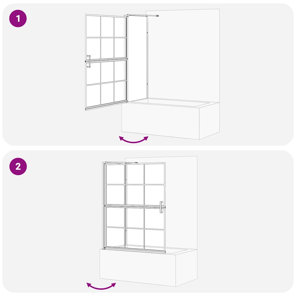 Bad-Duschschirm Schwarz und Transparent 100 x 67 x 129.5 cm