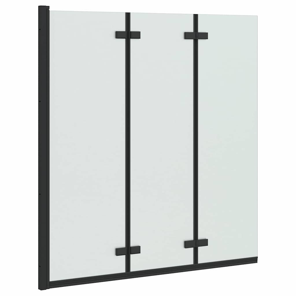 Duschabtrennung Schwarz 130 x 138 cm ESG-Glas und Aluminium