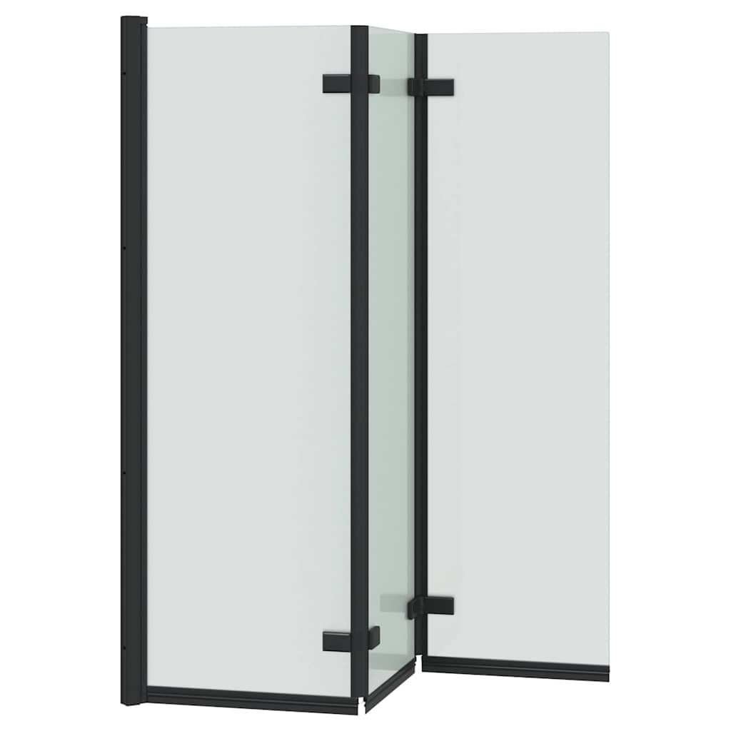 Duschabtrennung Schwarz 130 x 138 cm ESG-Glas und Aluminium