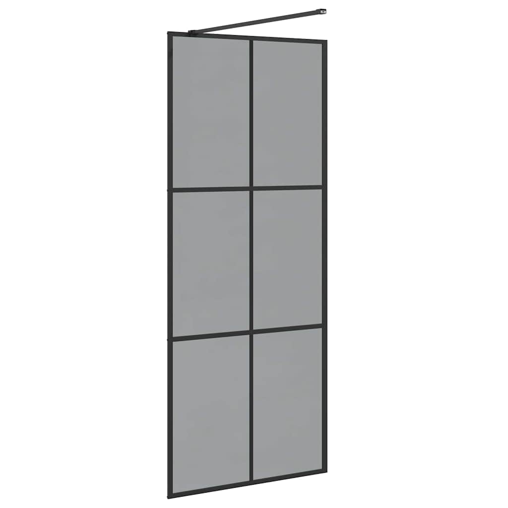 Walk-in Duschwand Schwarz 80 x 195 cm Gehärtetes Glas