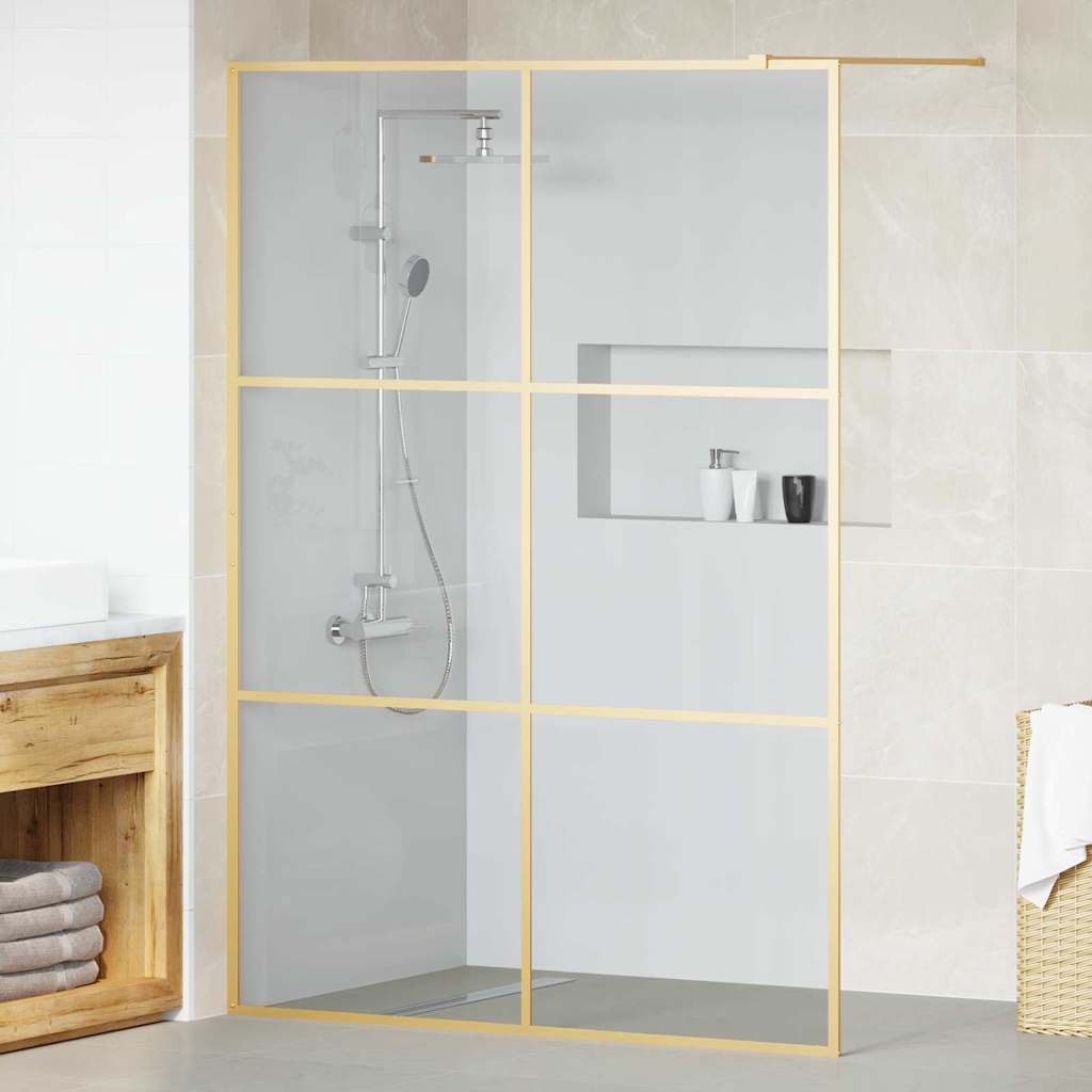 Walk-in Duschwand Gold 140 x 195 cm Gehärtetes Glas
