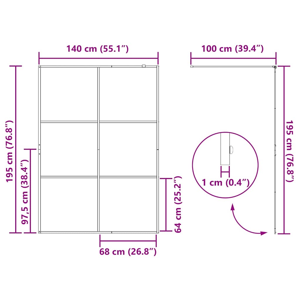 Walk-in Duschwand Gold 140 x 195 cm Gehärtetes Glas
