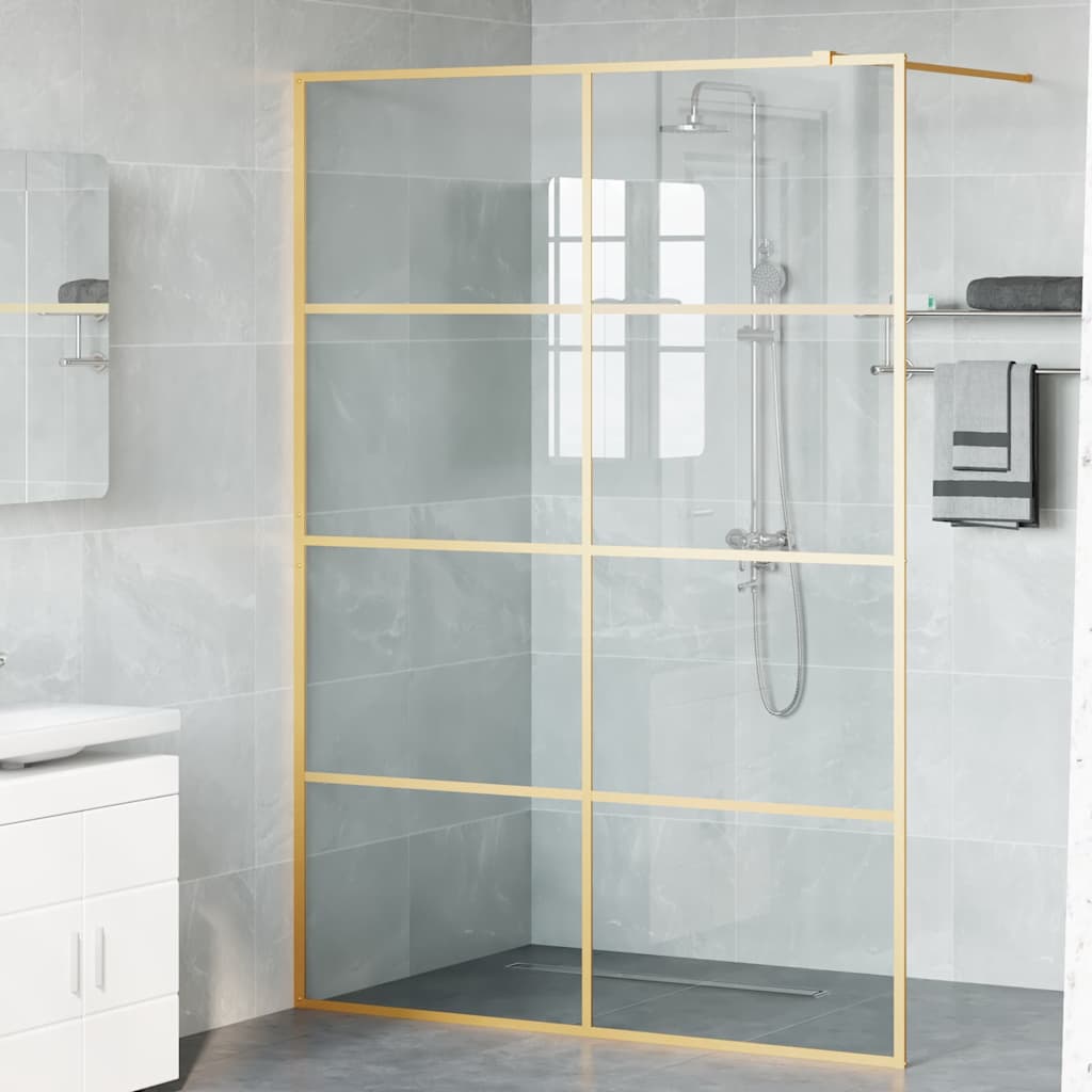 Walk-in Duschwand Gold 140 x 195 cm Gehärtetes Glas