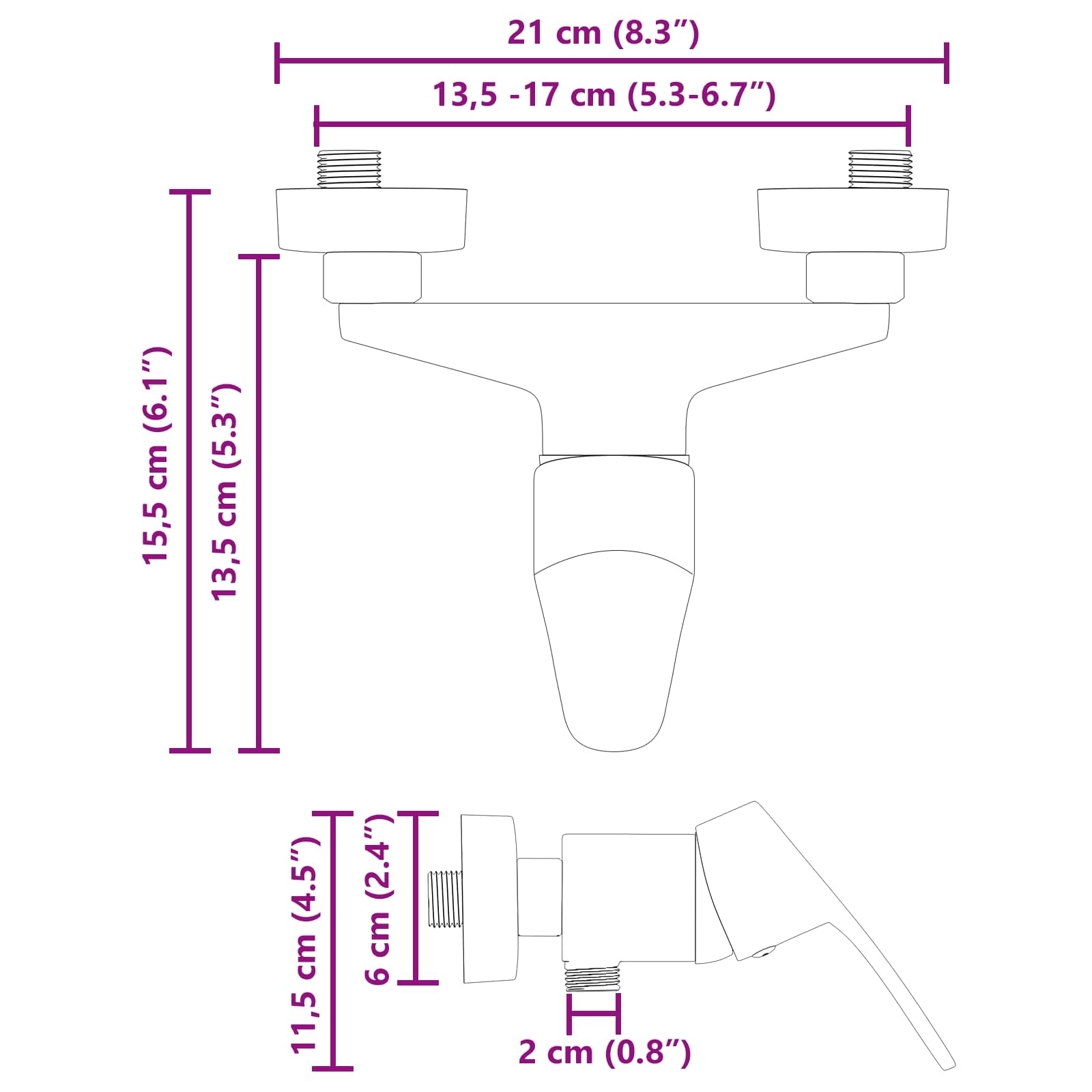 Shower mixer black G 1/2 inch