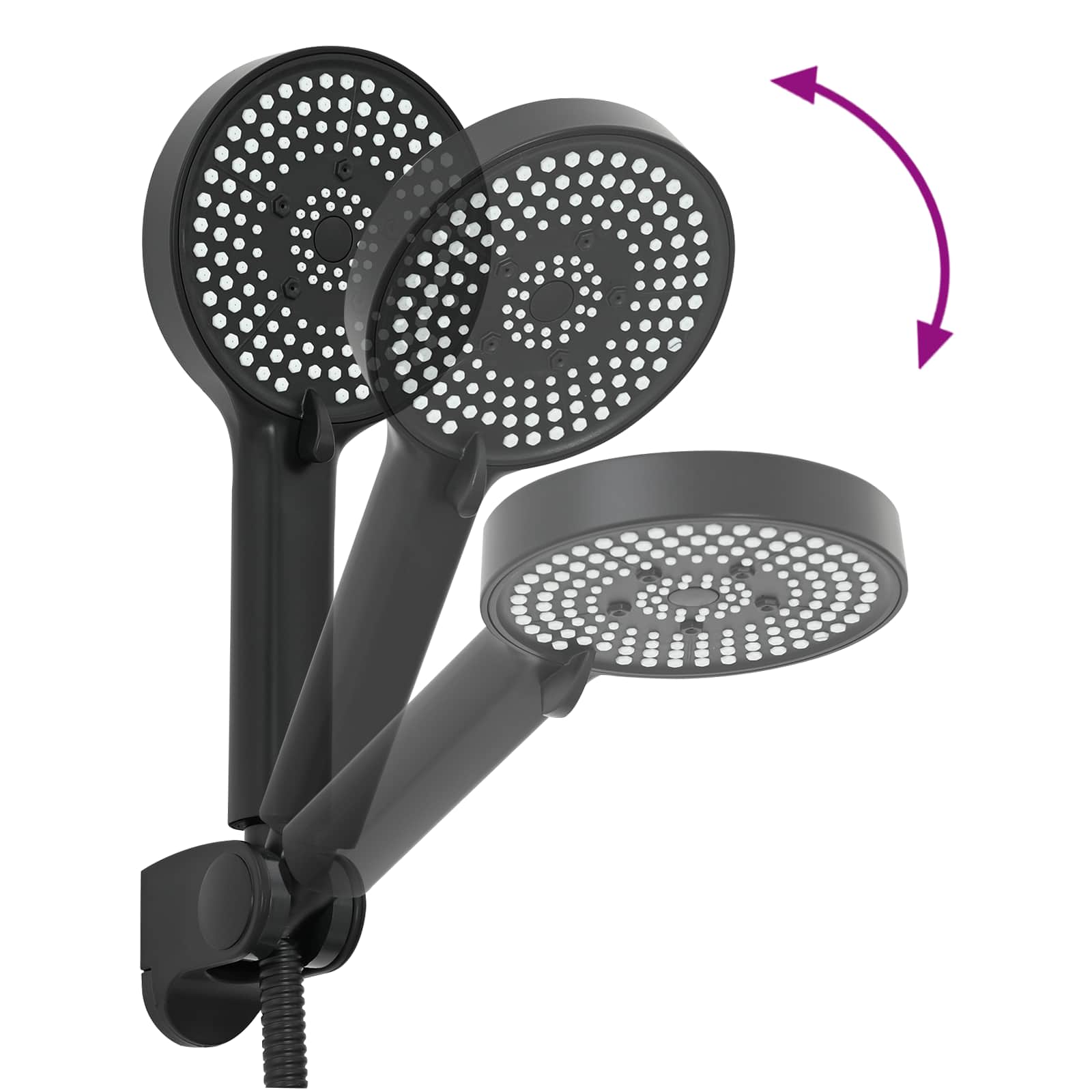 Shower head set black G 1/2 inch