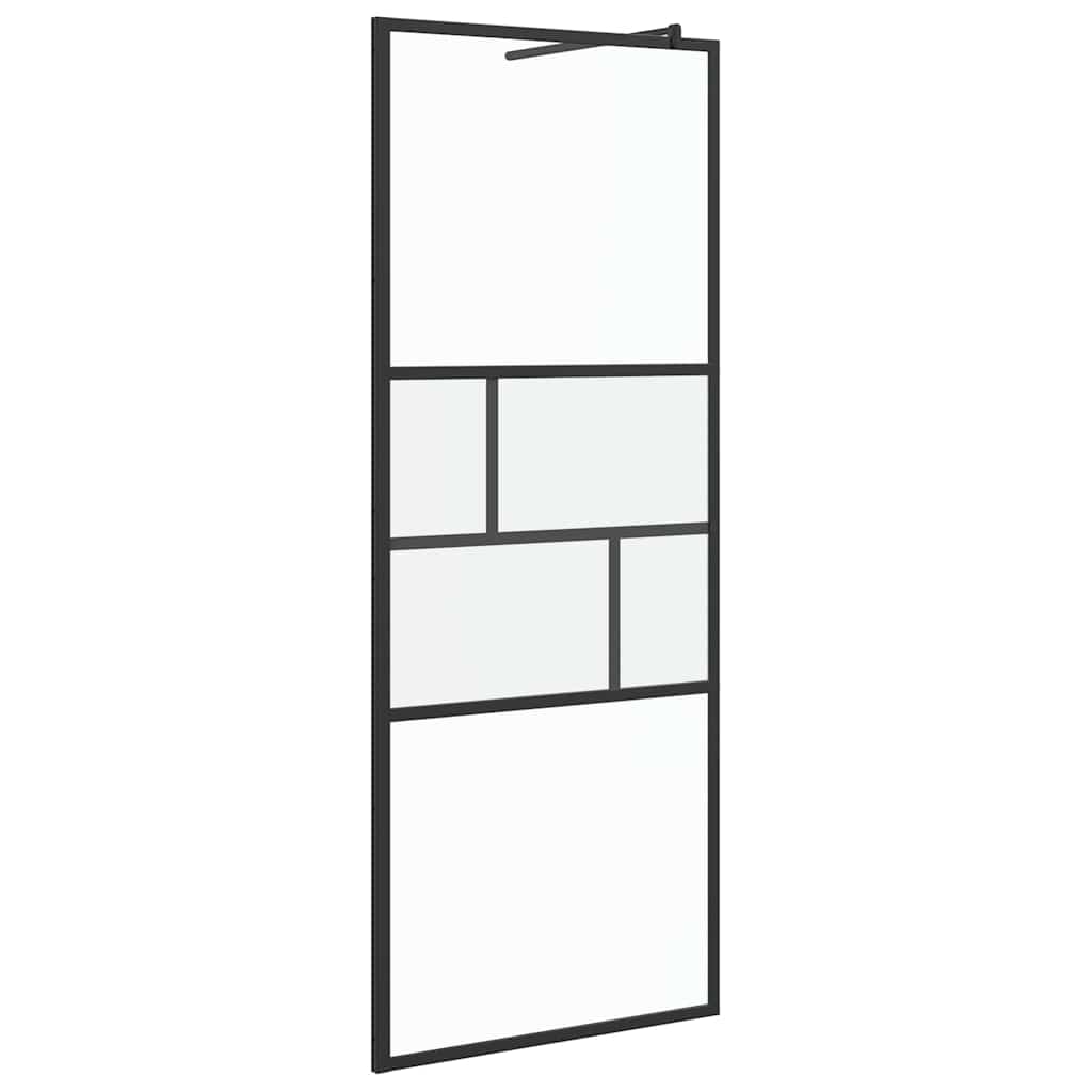 Walk-in Duschwand Schwarz 80 x 195 x 0,5 cm Glas und Aluminium