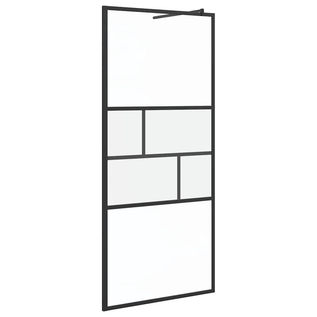 Walk-in Duschwand Schwarz 80 x 195 x 0,5 cm Glas und Aluminium