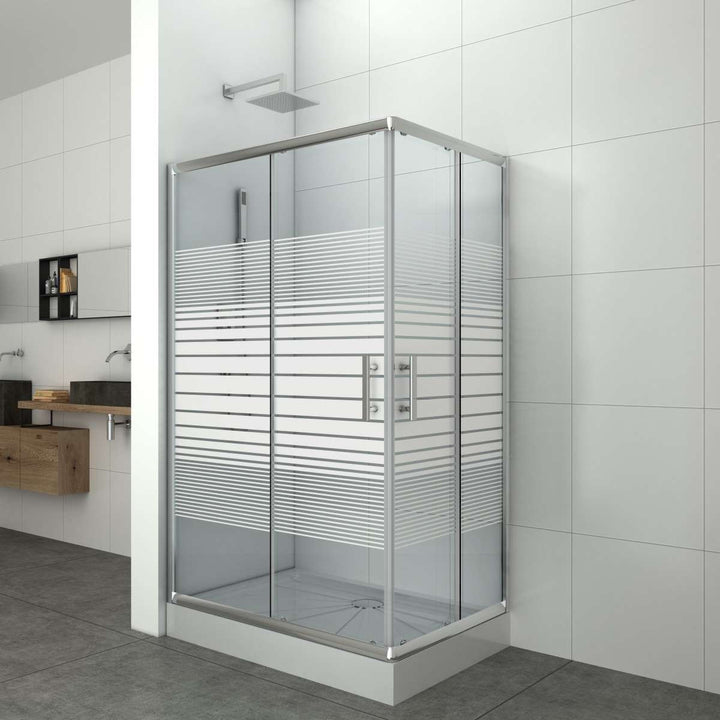 Corner shower cubicle P80 with stripe design in 2 different sizes