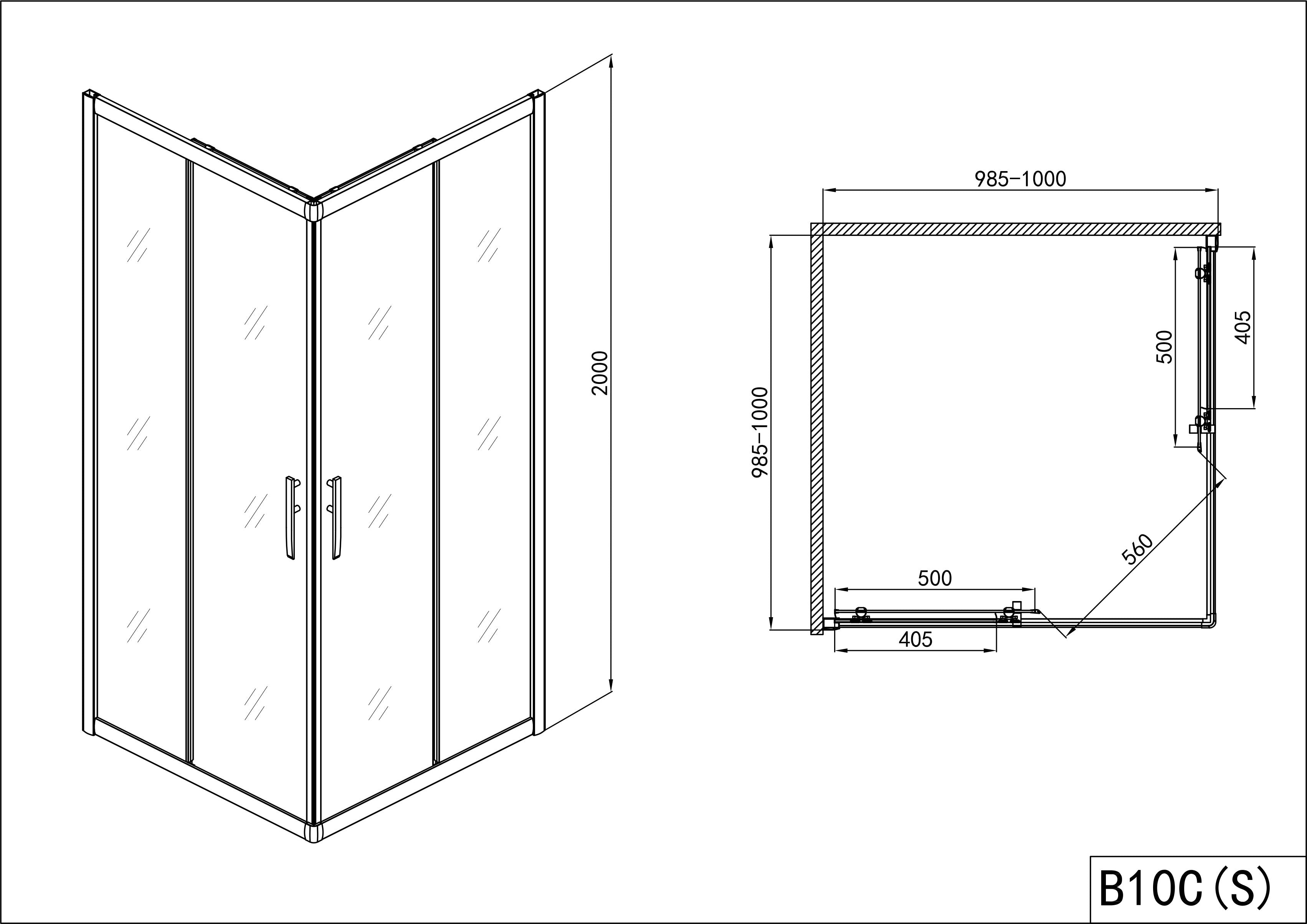 Pro - Line corner shower cubicle with Easy Clean in 4 different sizes