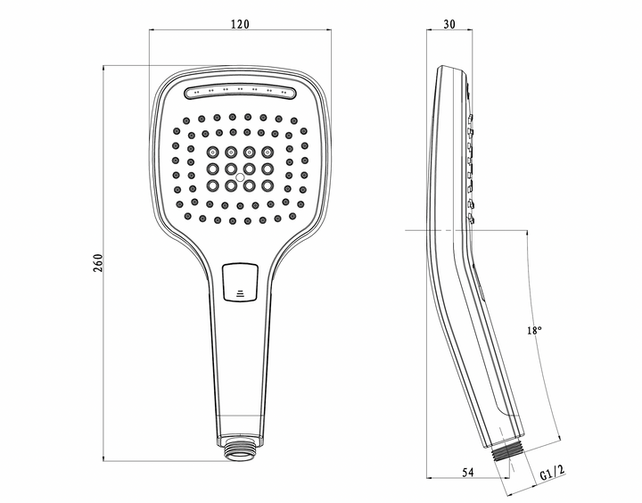 Handbrause in Chrom 12 cm mit 3 Funktionen