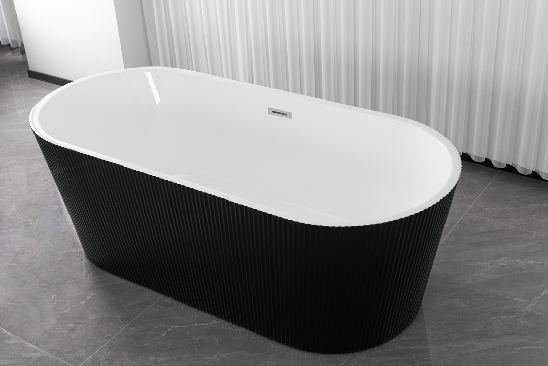 Freistehende Badewanne RENO 170x75x58 cm schwarz