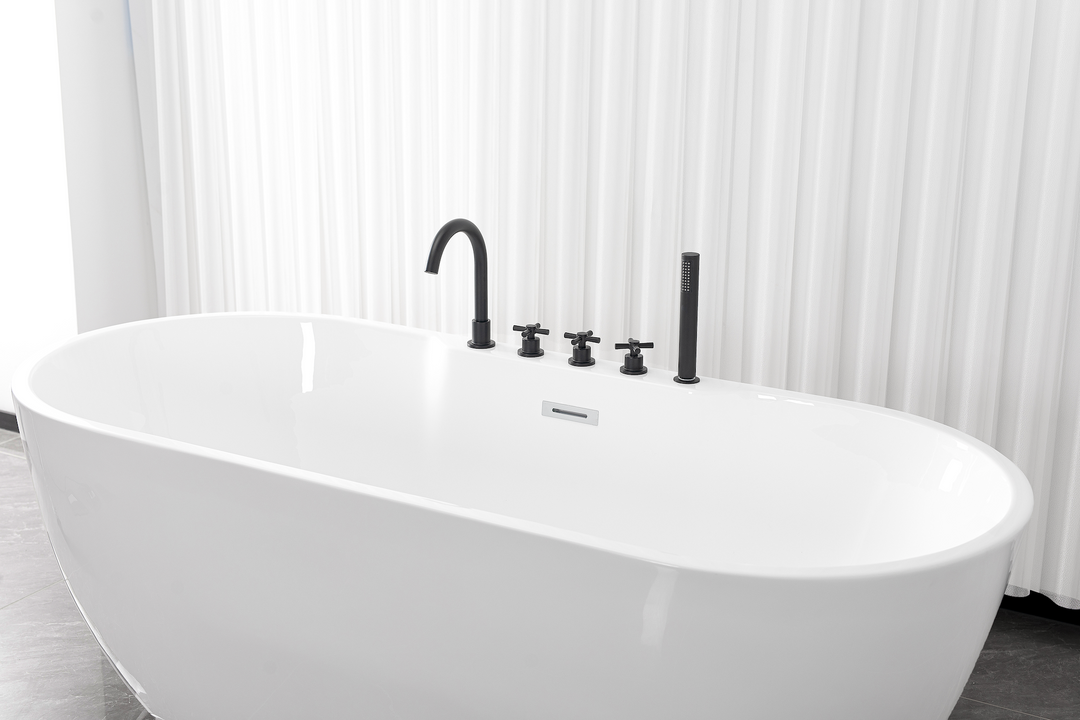 Freistehende Badewanne ARUBA schwarz 170x75x58 cm