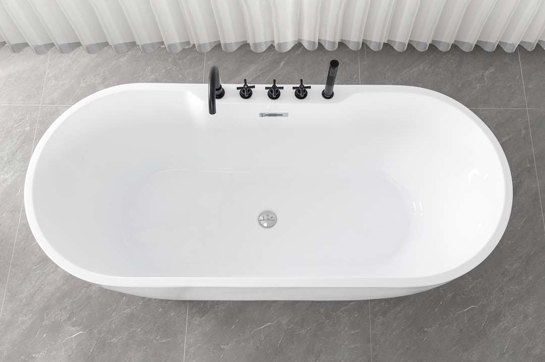 Freistehende Badewanne ARUBA schwarz 170x75x58 cm