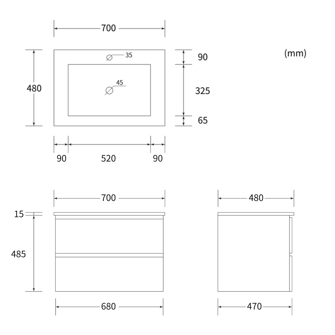 Conjunto de muebles de baño - CUBO 70 / 100cm