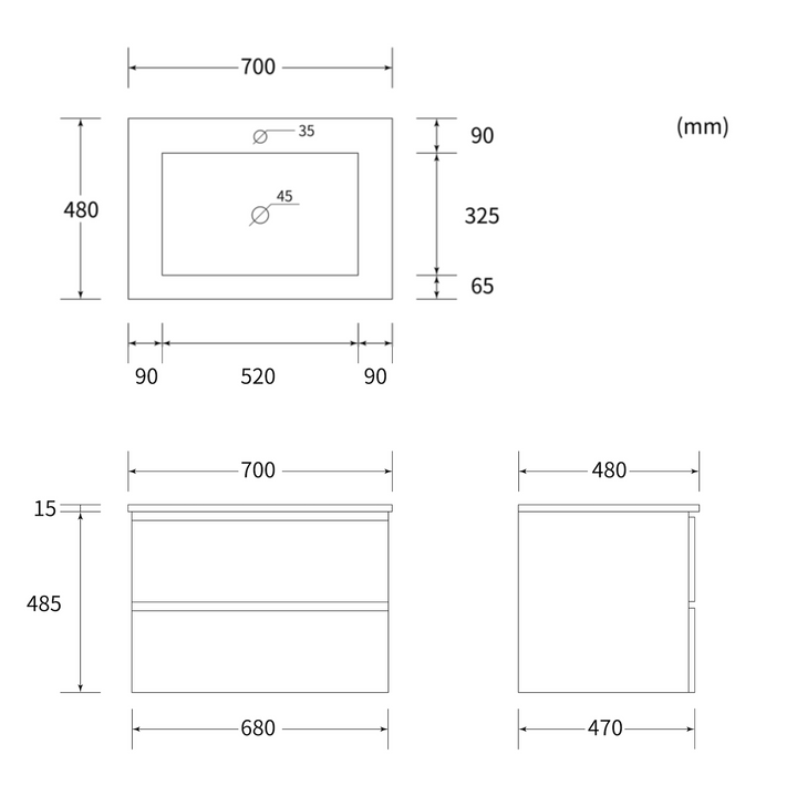 Conjunto de muebles de baño - CUBO 70 / 100cm