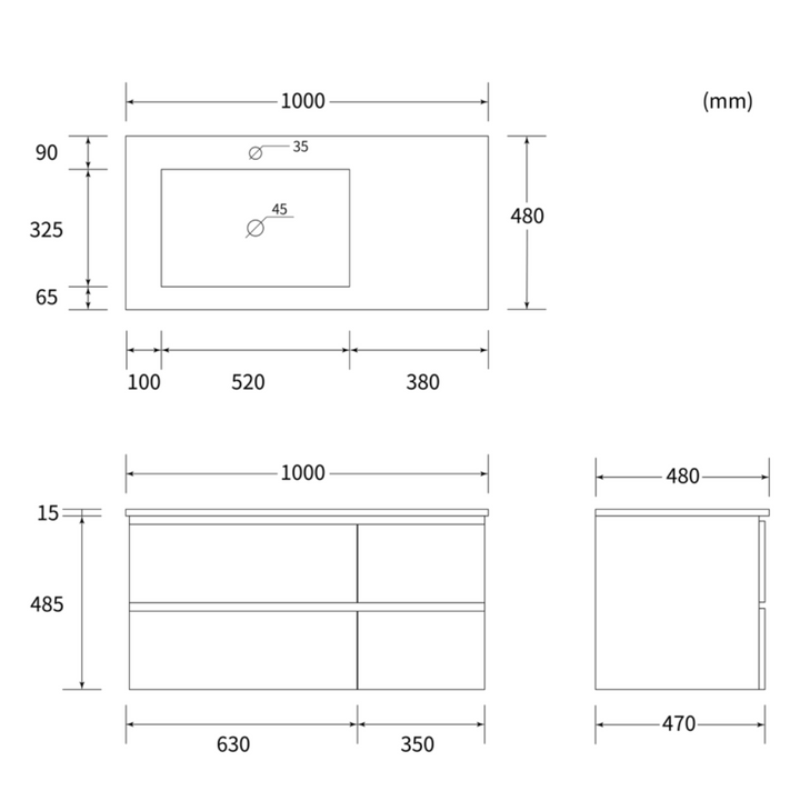 Conjunto de muebles de baño - CUBO 70 / 100cm