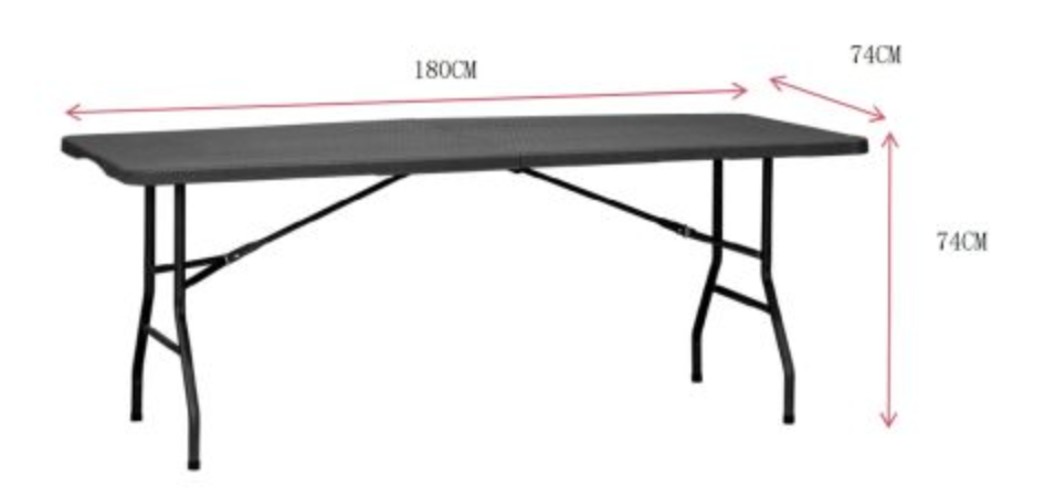 Klapptisch Rattan optik 180x74x74 cm