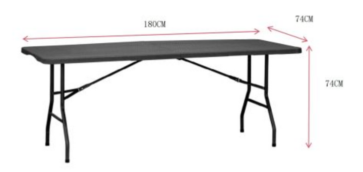 Klapptisch Rattan optik 180x74x74 cm