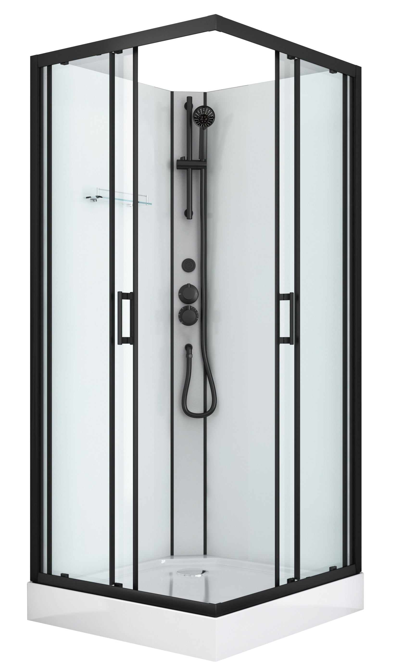 Komplettduschkabine DENVER BLACK - mit Schnellmontage 90 x 90 x 210 cm