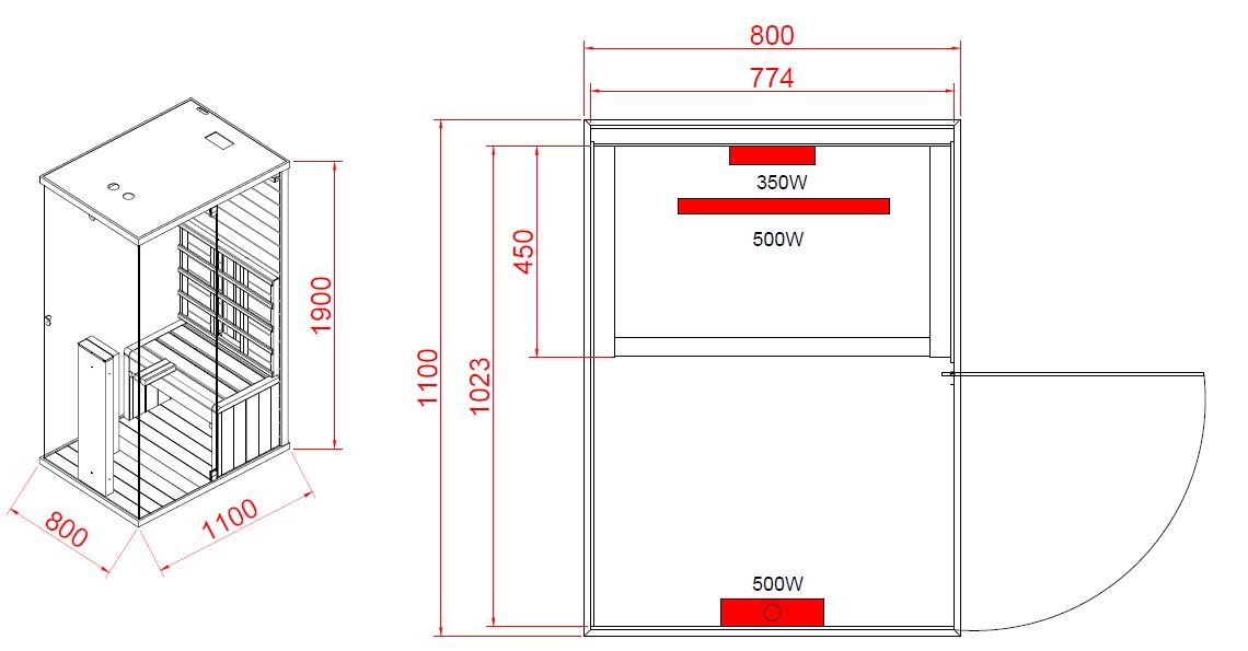 BILLUND infrared cabin for 1 person