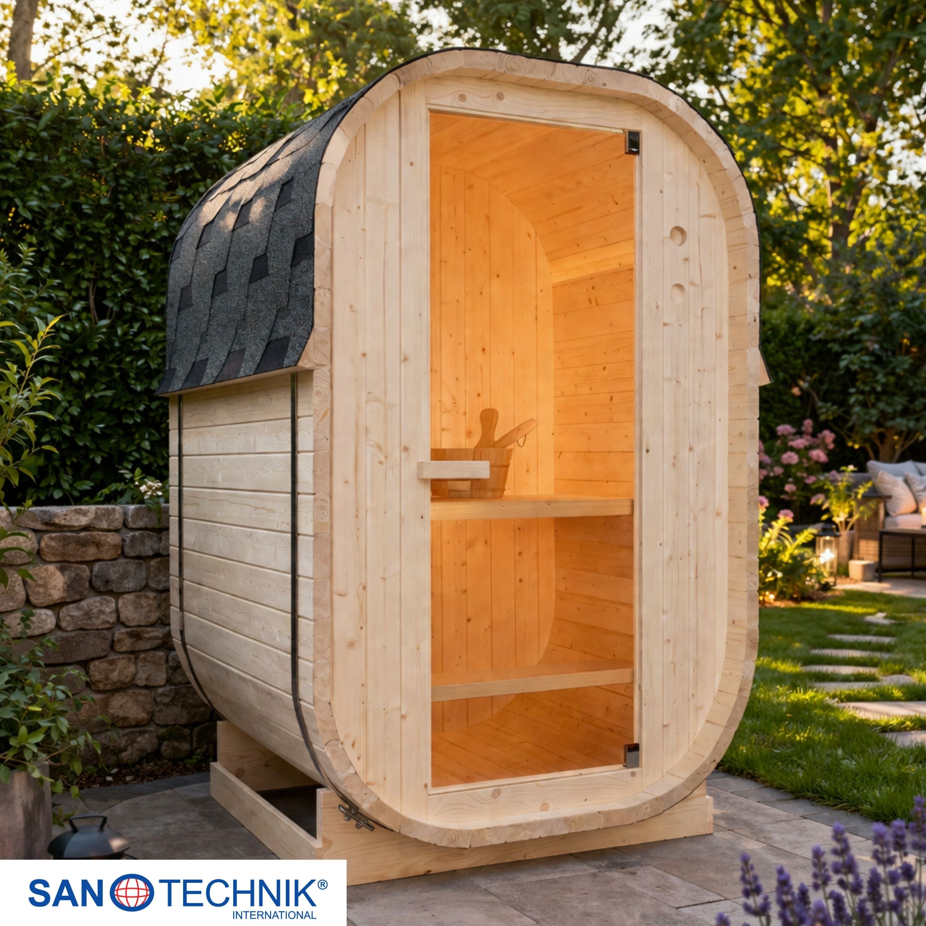 Outdoor barrel sauna LINDHOLM for 1-2 people