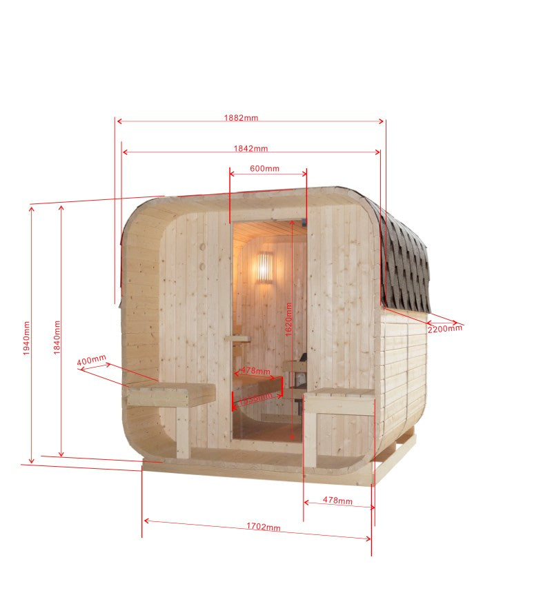 GÖTEBORG Outdoor Sauna for 4 people 188.2x220x194 cm (Kit)