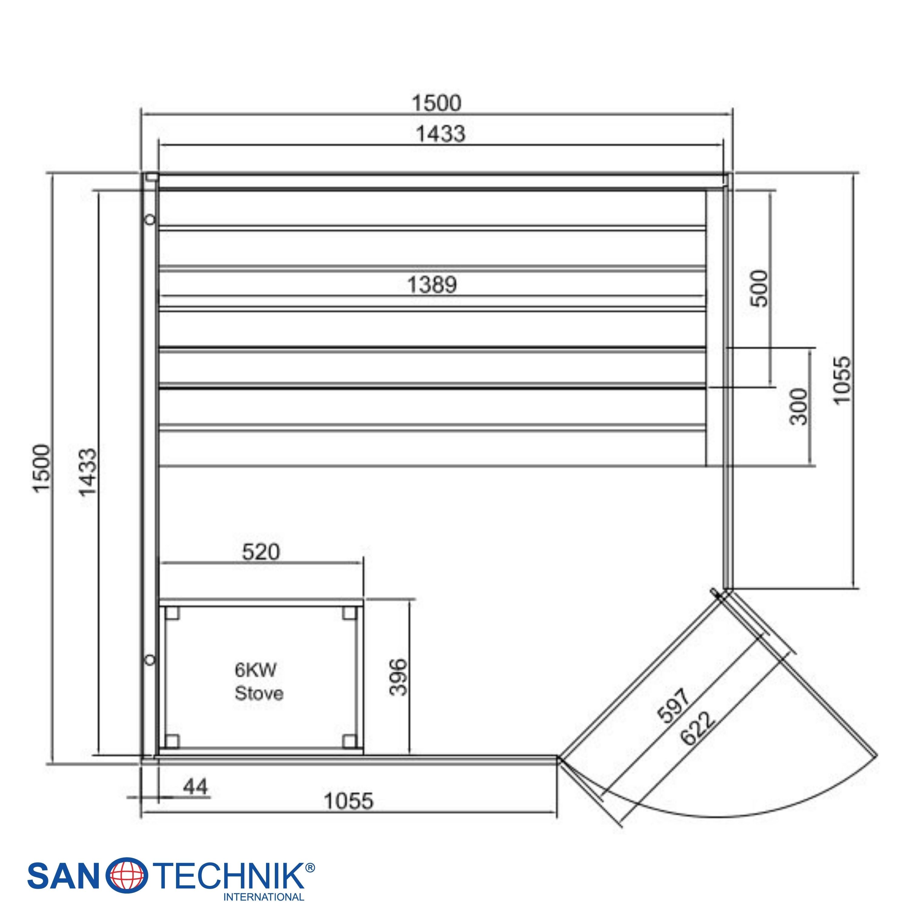 Sauna FALUN XL für 2-3 Personen