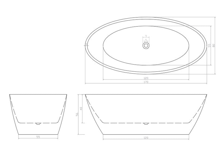 Freistehende Badewanne LAS VEGAS 180x80x56 cm