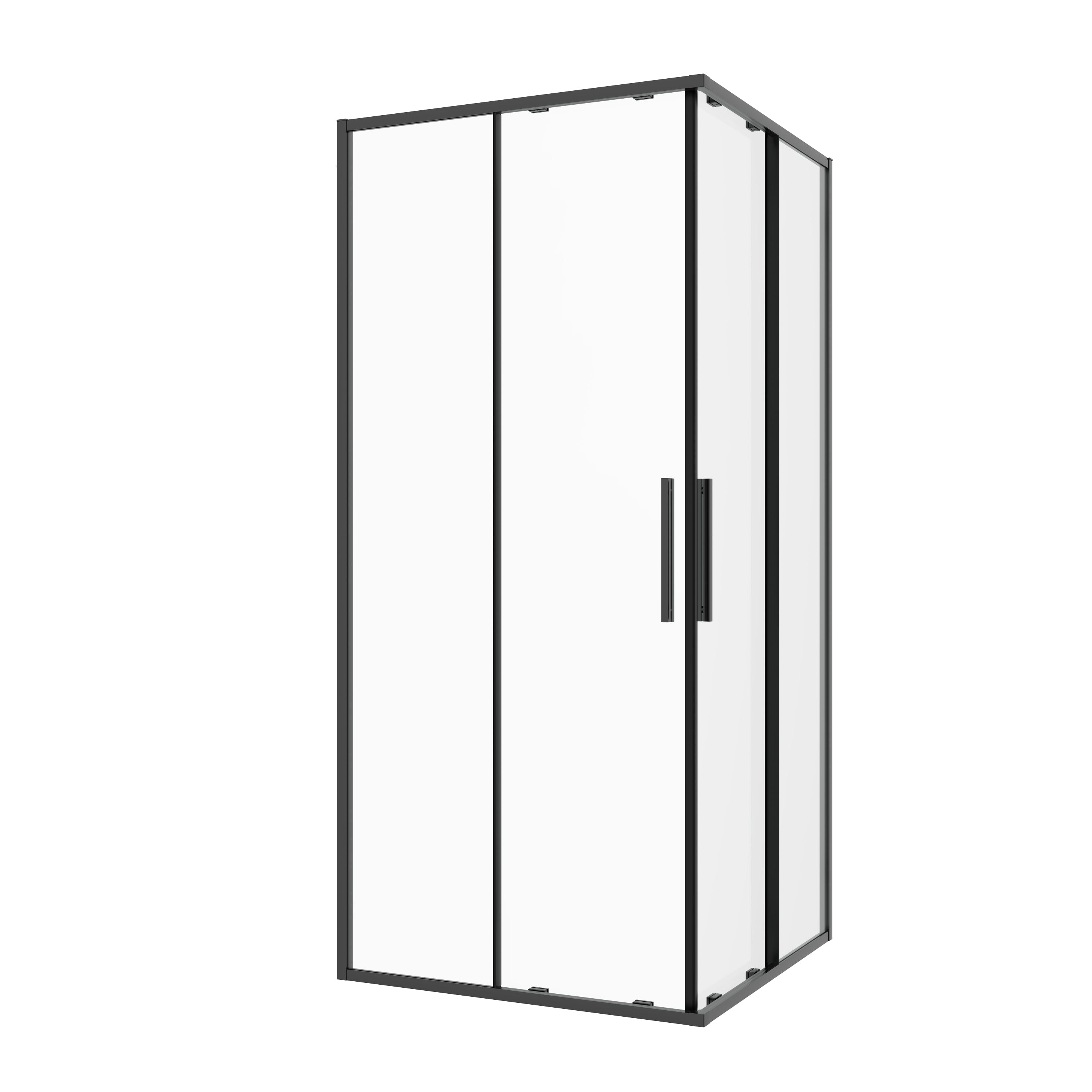 Eckdusche Schiebetür SLIMLINE schwarz Easy-Clean in 5 verschiedenen Größen