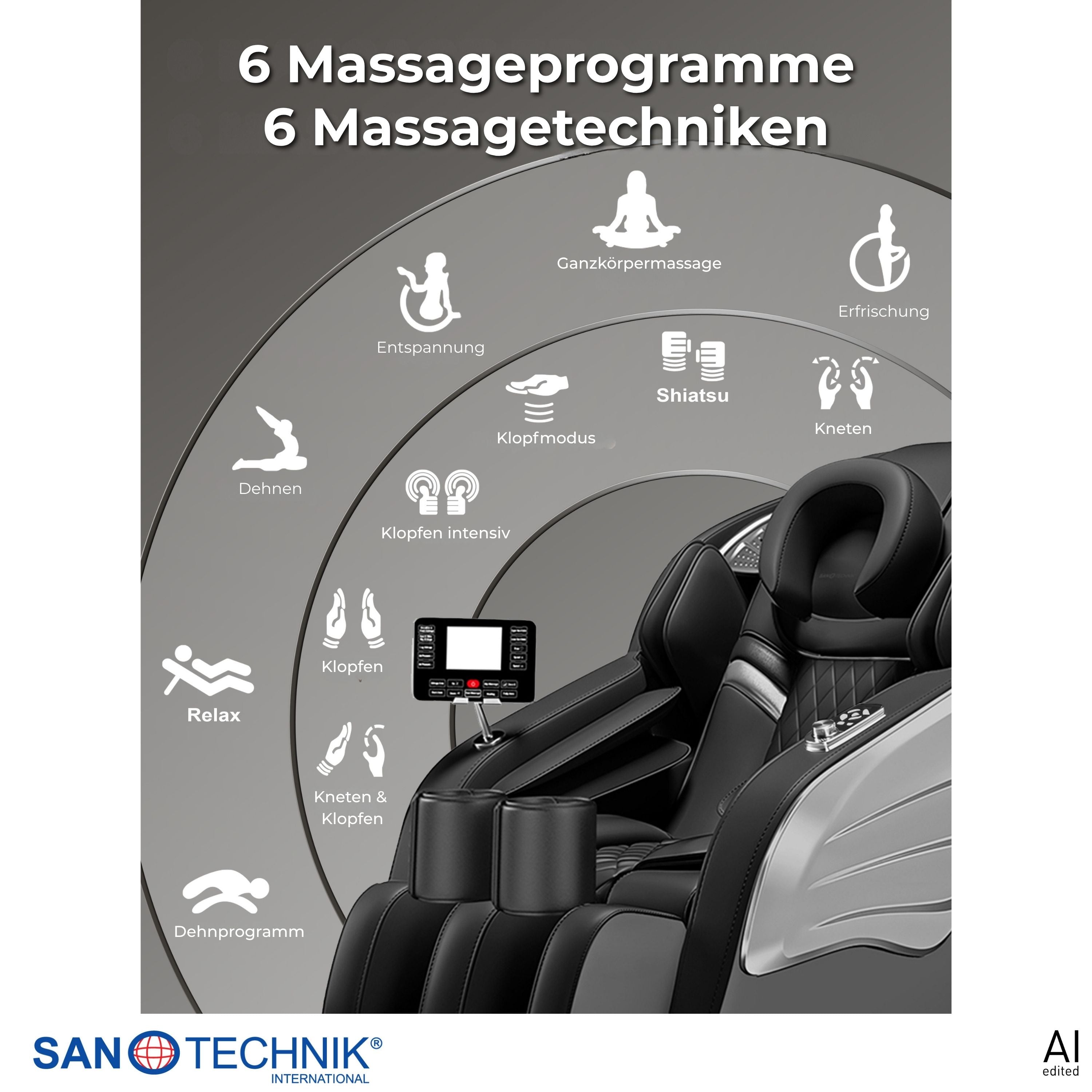 Sillón de masaje de lujo Master Pro negro