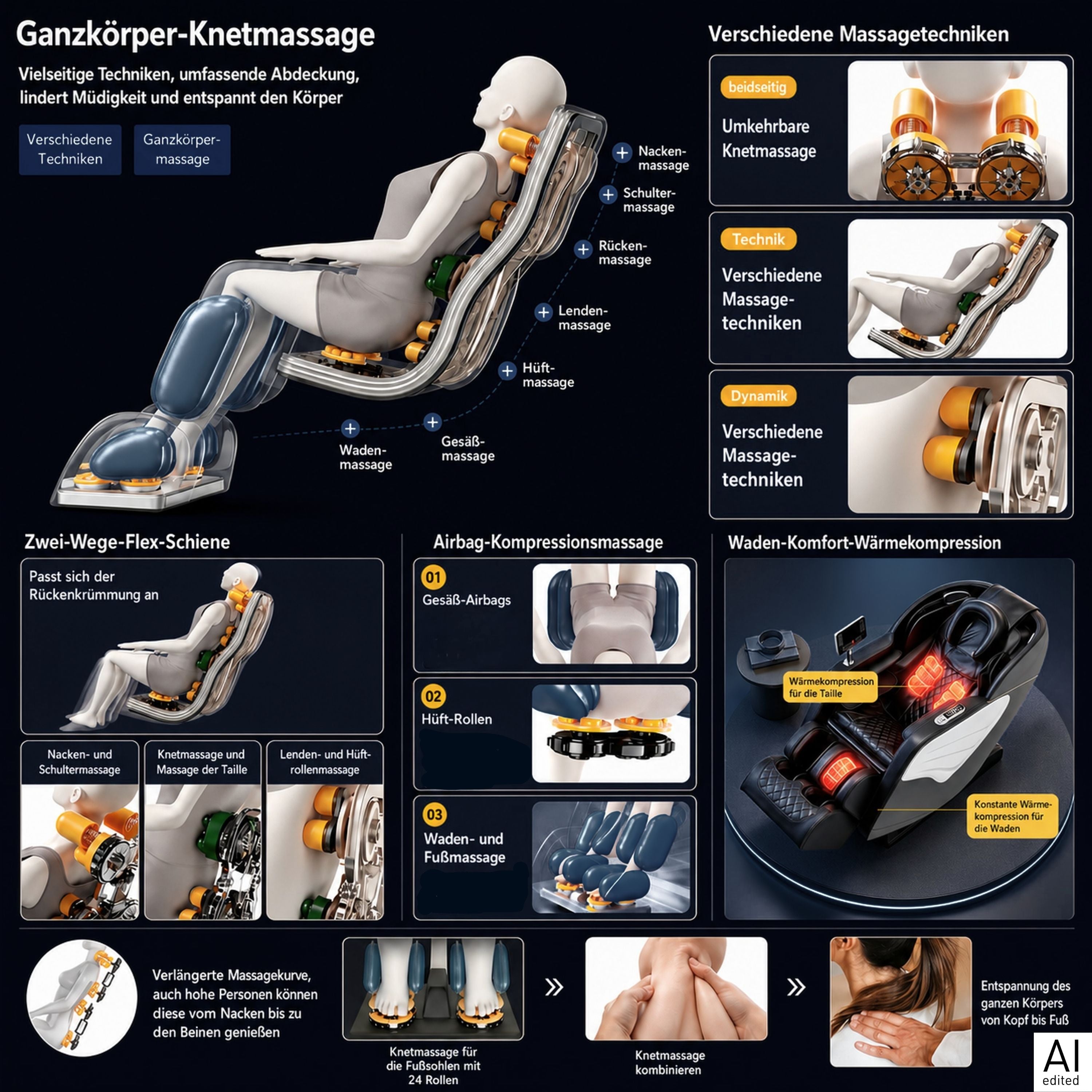 Master Pro Luxus-Massagesessel schwarz