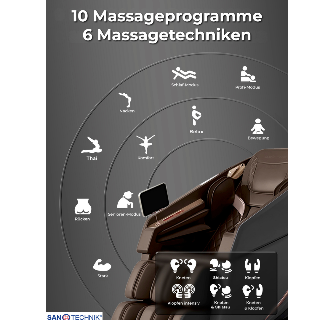 MEDORA Luxus-Massagesessel anthrazit/braun