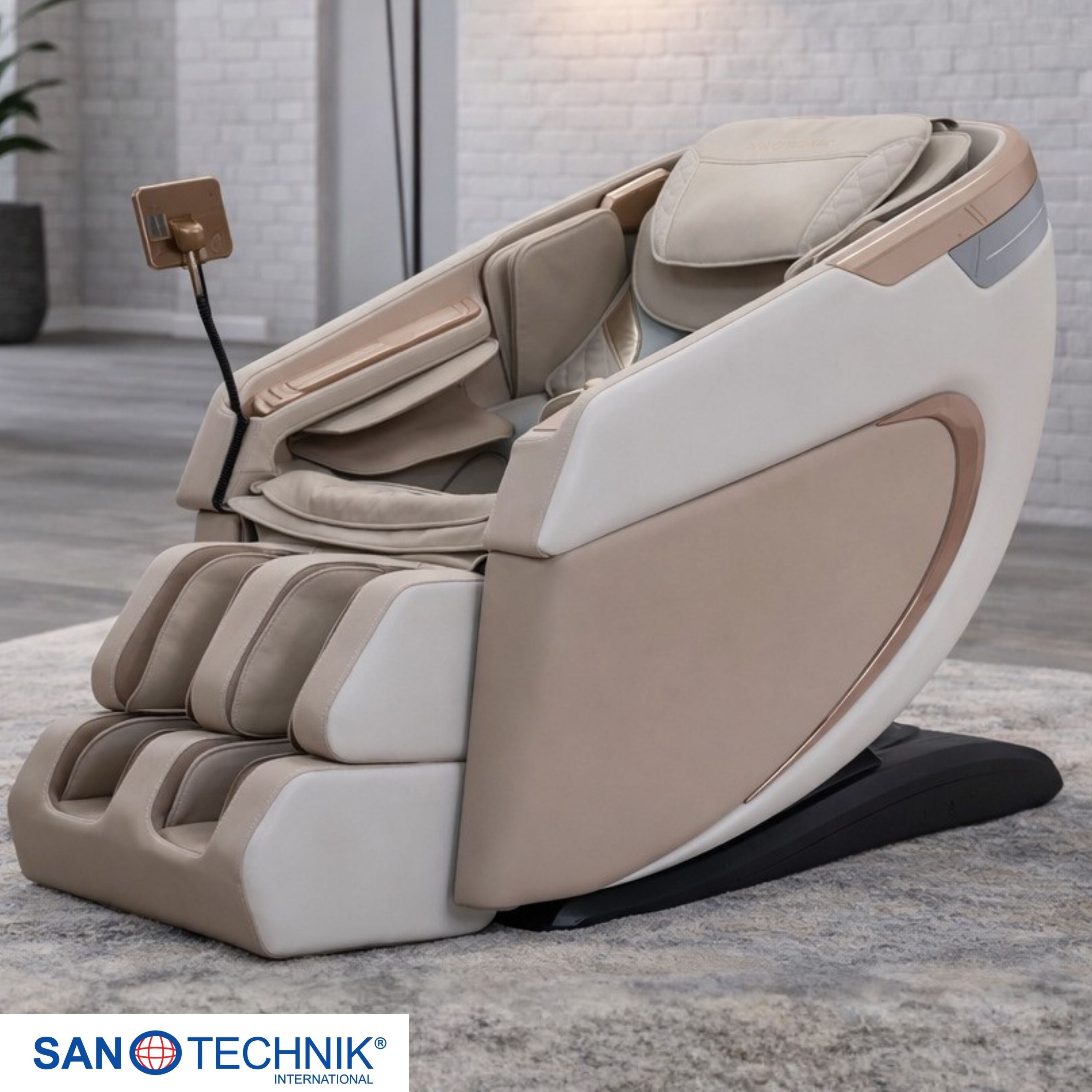 Sillón de masaje de lujo RESTORA beige/crema
