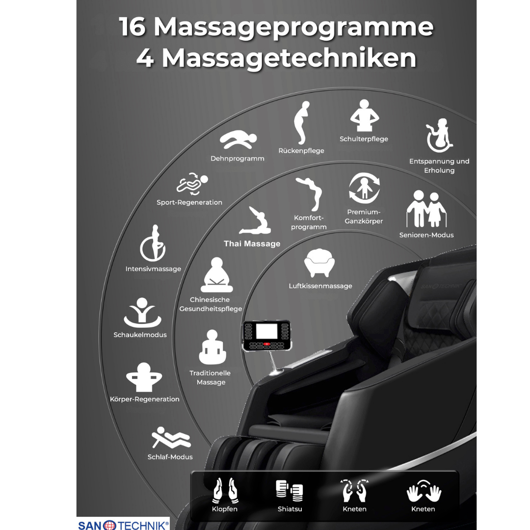 VITALORA Luxus-Massagesessel schwarz/silber