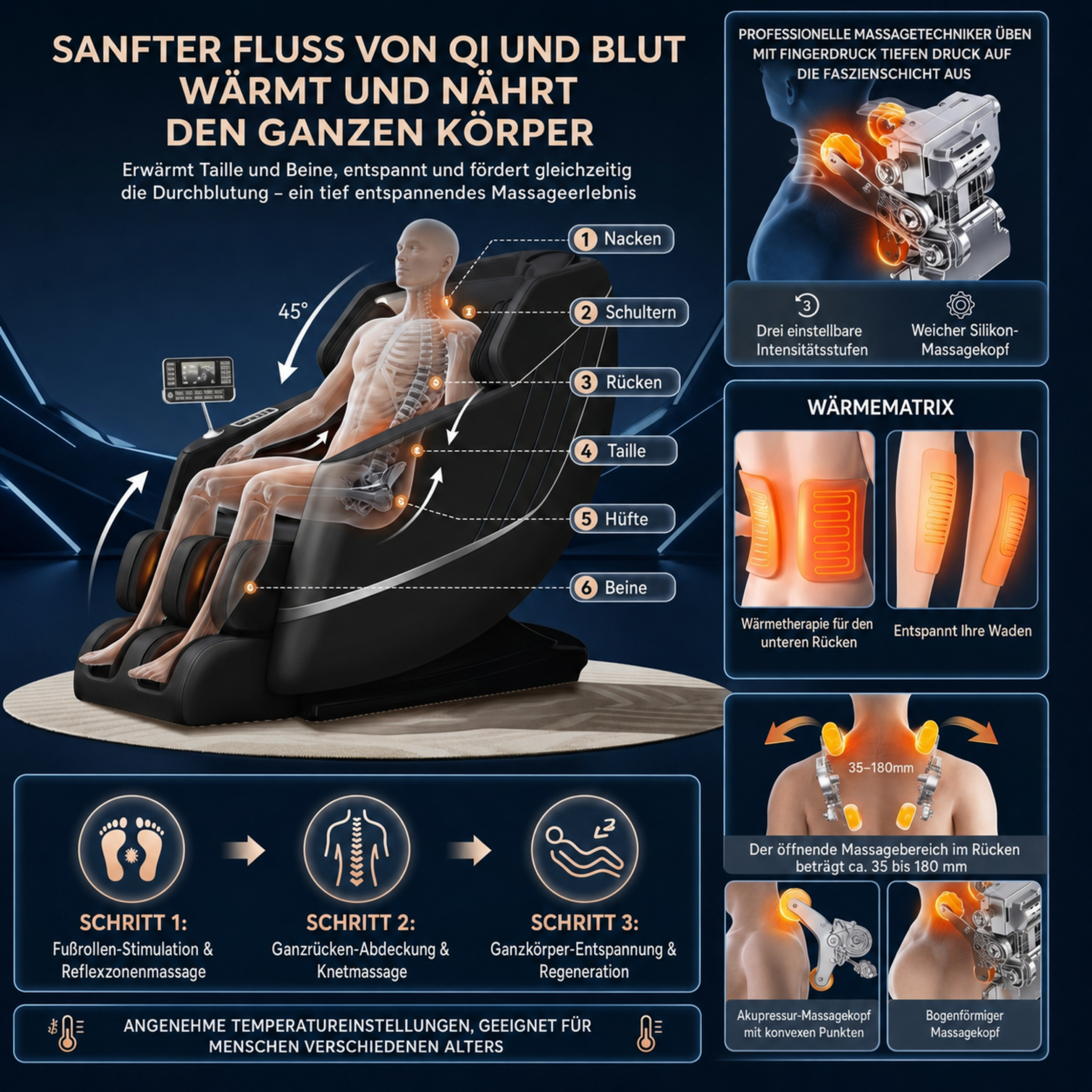 CALMORA luxury massage chair white/black